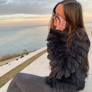 Altar’d State Black Faux Fur Cropped Jacket